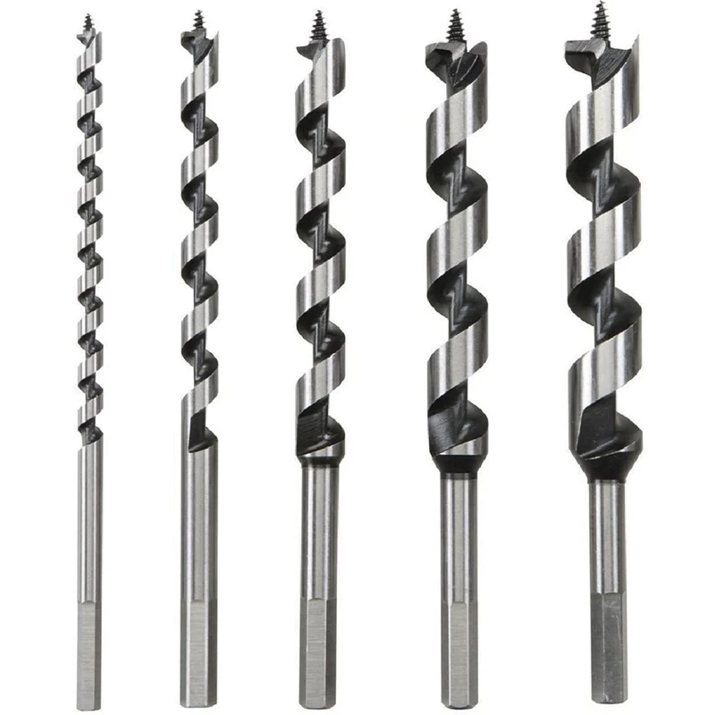 A50I 5Pcs Wood Drill Bit 9Inch Length Screw Point Hex-Shank Drill Deep Hole In Woodworking Cutter