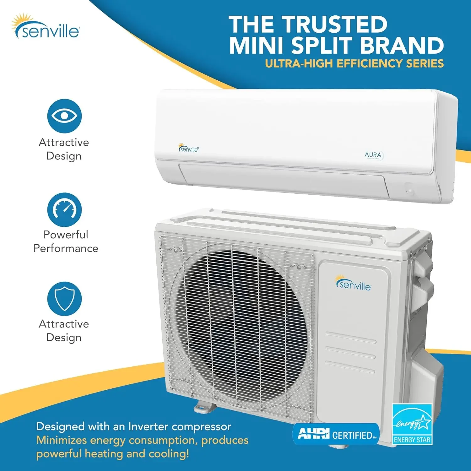 Mini Split Airconditioner Omvormer Warmtepomp, 24000 Btu, Werkt Met Alexa, Energie Ster, Wit