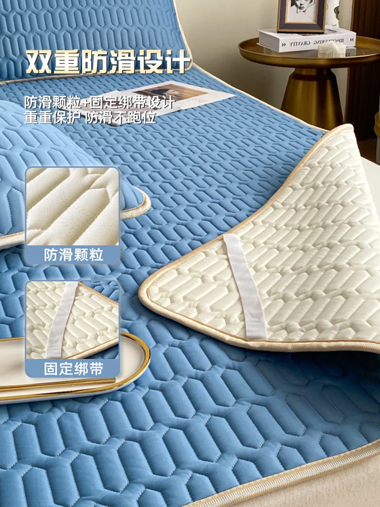 

Summer ice silk sheets single piece solid color mat summer ice silk mat pillowcase three-piece set cold single