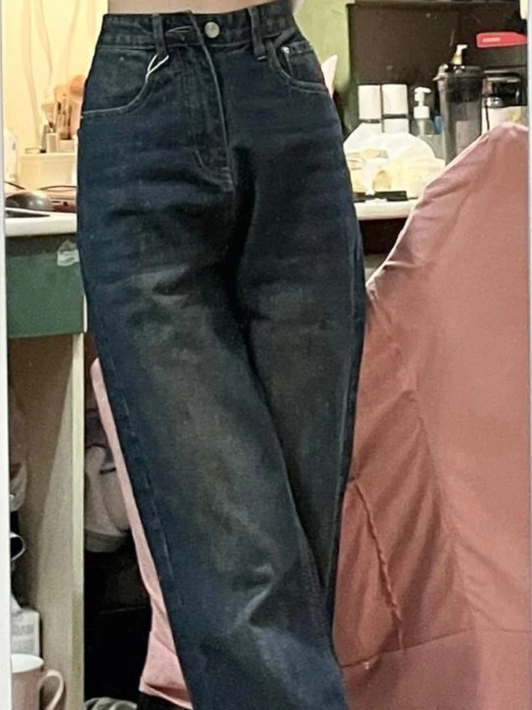 Baggy Jeans Women Flare Spring Fashion Streetwear All-match Chic American Retro Full-length Personality Students Basic Casual