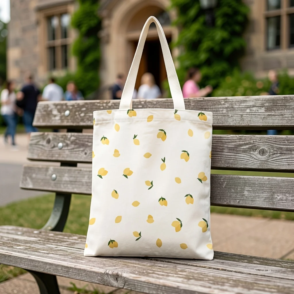 1pc Minimalist Lemon Print Tote Bag - Double-Sided Shoulder Bag with Lemon, Soft Suitable for Daily Commute, Outdoor, Casual Use