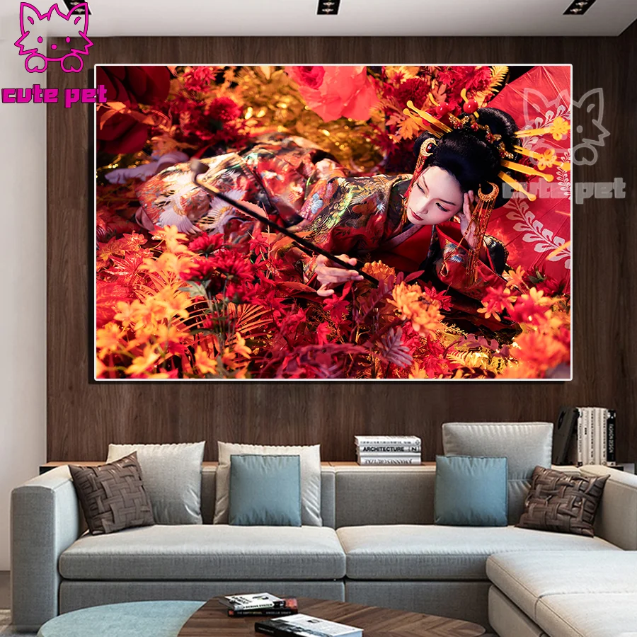 

Oiran японская женщина 5D DIY алмазная живопись наборы для вышивки крестом японская гейша Алмазная мозаика Алмазная вышивка домашний декор