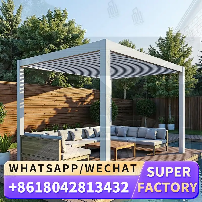 

Automatic Outdoor Arches Bioclimatic Aluminium Pergola with Opening Louvred Roof for Patio Gardens Backyards pergola