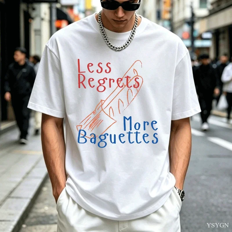 Funny French Bread Graphic T Shirts Men Women Casual Round Neck Printed Cotton Tshirts Unisex Streetwear Clothing Tops