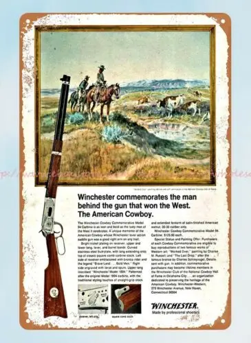 1970 WINCHESTER gun firearm Cowboy Commemorative Carbine metal tin sign