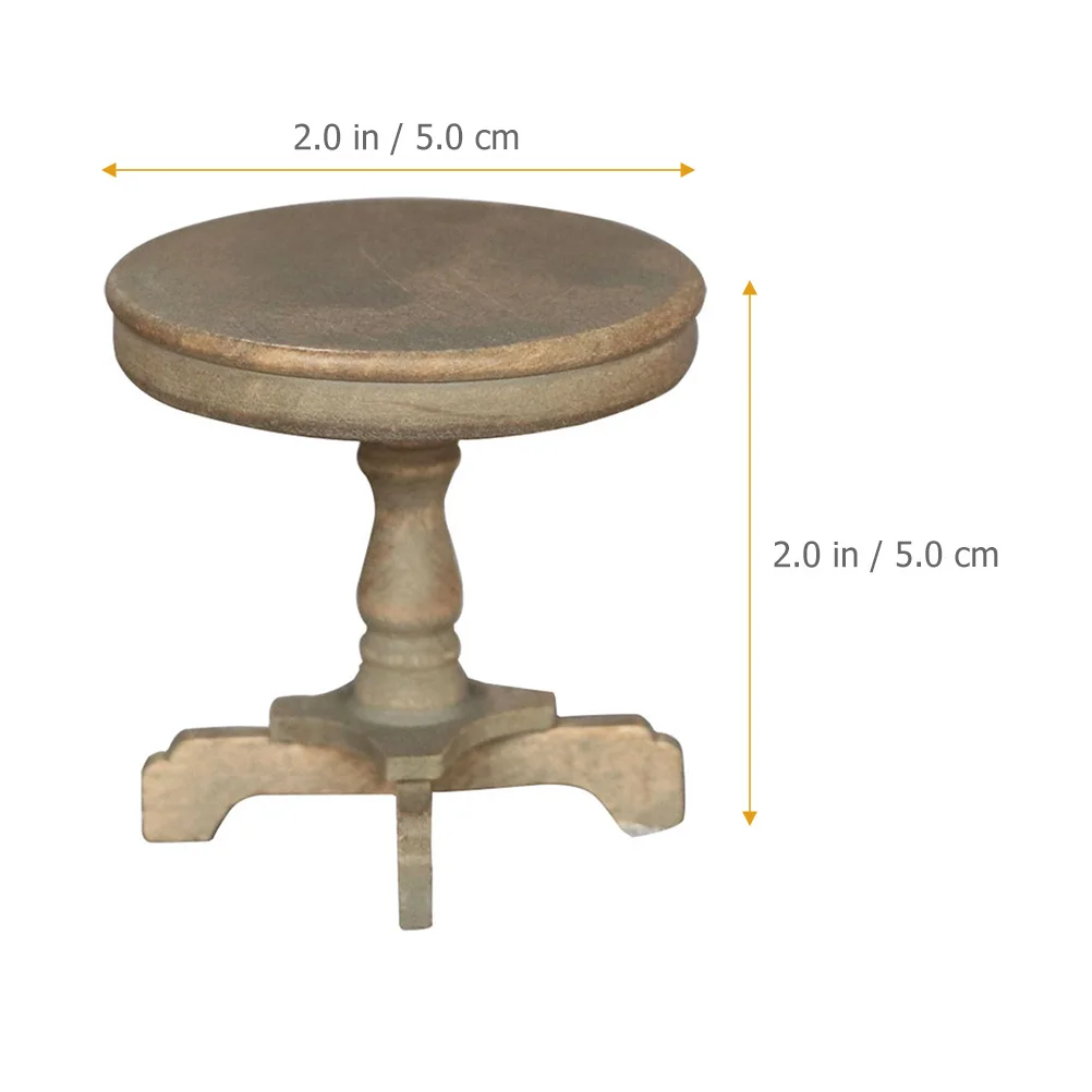 Mini móveis mesa redonda material natural para casa de bonecas decoração de madeira acessórios de móveis bonito realista