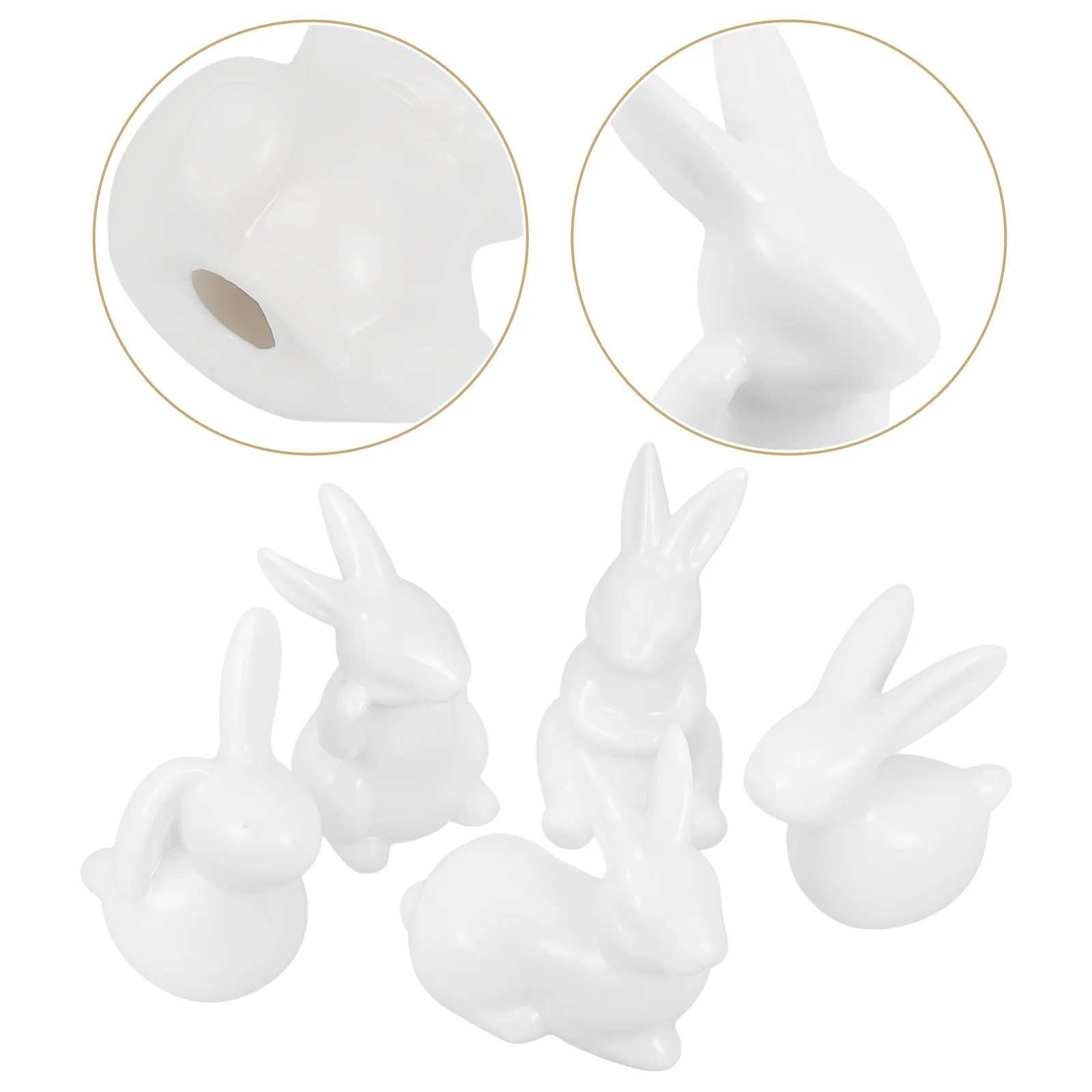 

5 Pcs Bunny Statue Ceramic Decoration Toy Ornament Decorations for Home White Porcelain