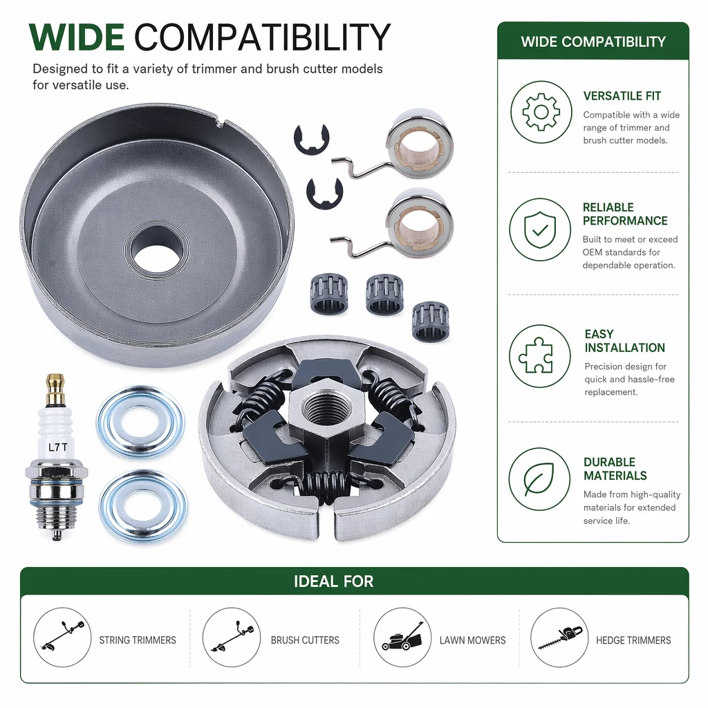 3/8"-6T Spur Sprocket Clutch Kit with Worm Gear E-Clip Washer Needle Bearing Spark Plug For Stihl MS211 MS171 MS181 Saw Parts