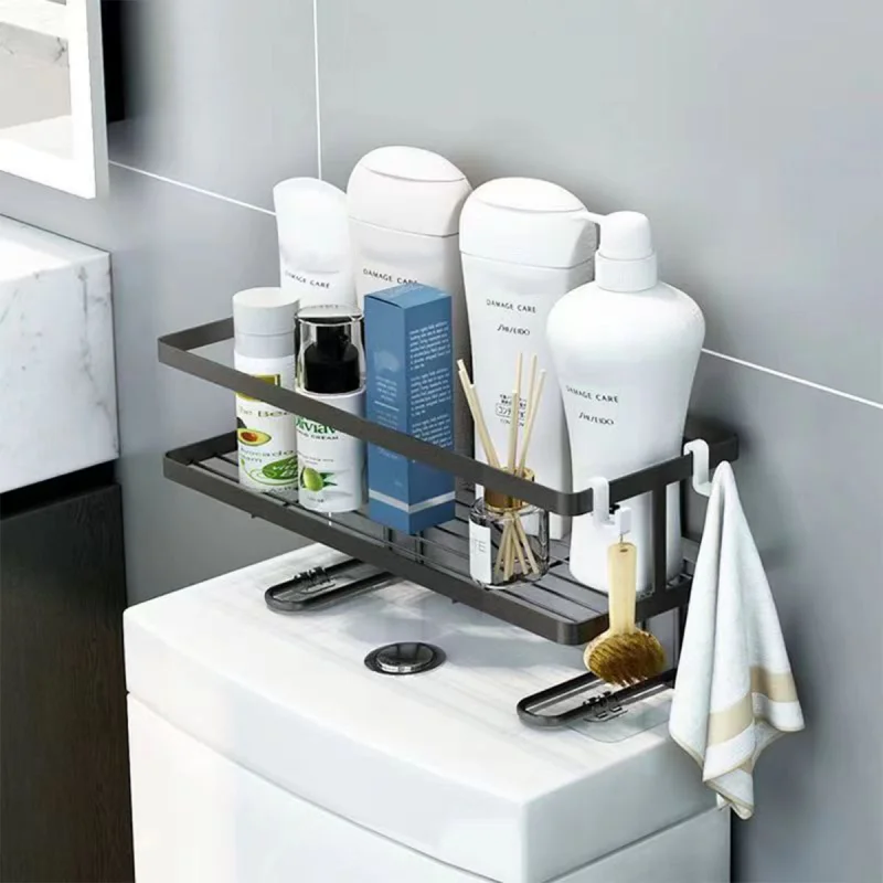 Bathroom Organizer Shelves Over The Toilet Shelf,1Tier Toilet Storage,Multi-function Paper Holder Basket No Drilling Space Saver