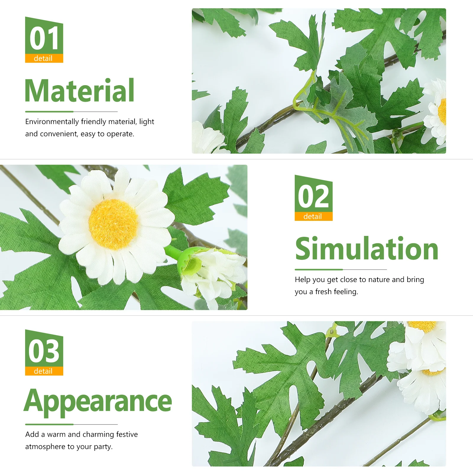 

1Pcs Artificial Daisy Rattan Simulation Vine Hanging Decor for Shop Window Room Garden Party Simulation Daisy Rattans