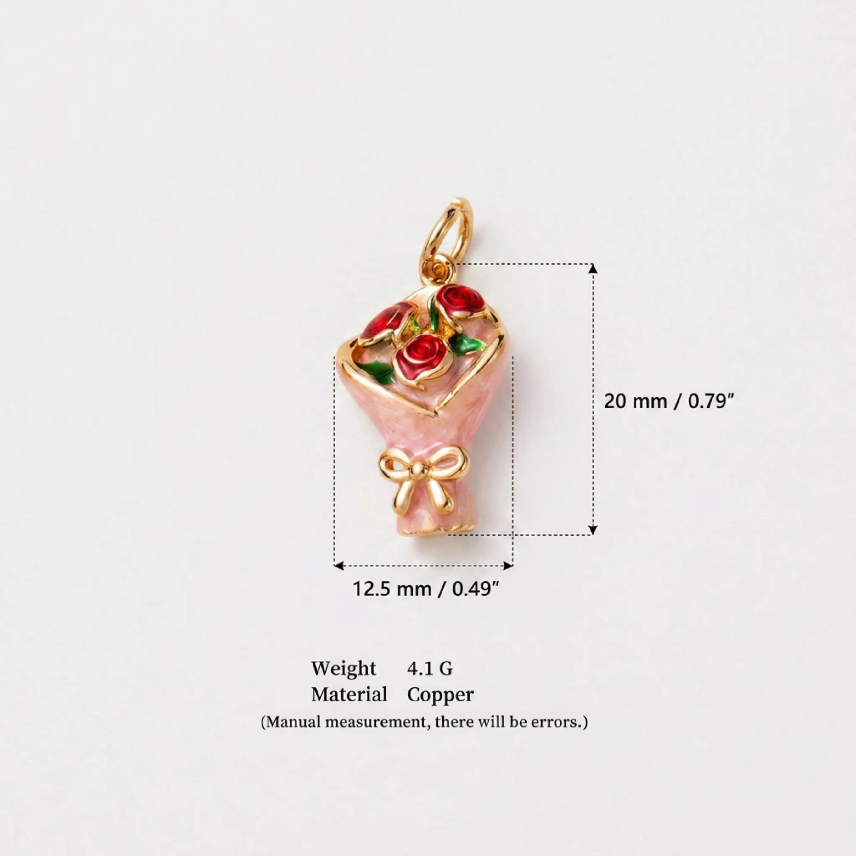 Valentinstag Liebesbär-Anhänger DIY Tropföl-Malerei Kupfermaterial 14K Gold Beschichtet zur Farberhaltung – Detail 6