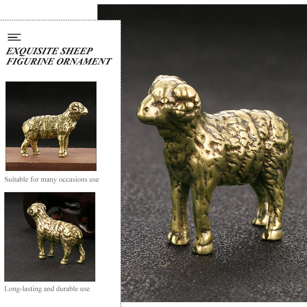 Retro Brass Sheep Figurine Exquisite Sheep Shaped Brass Statue Desktop Decoration Creative and Durable Sheep Adornment