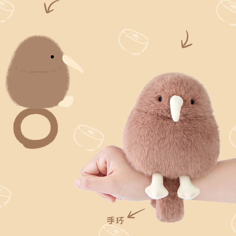

12cm kiwi Bracelet Wrist Kawaii Bird Mini Artificial Bird Snap Ring Plush Toy Cute Lifelike Stuffed Doll kid Birthday Xmas Gift