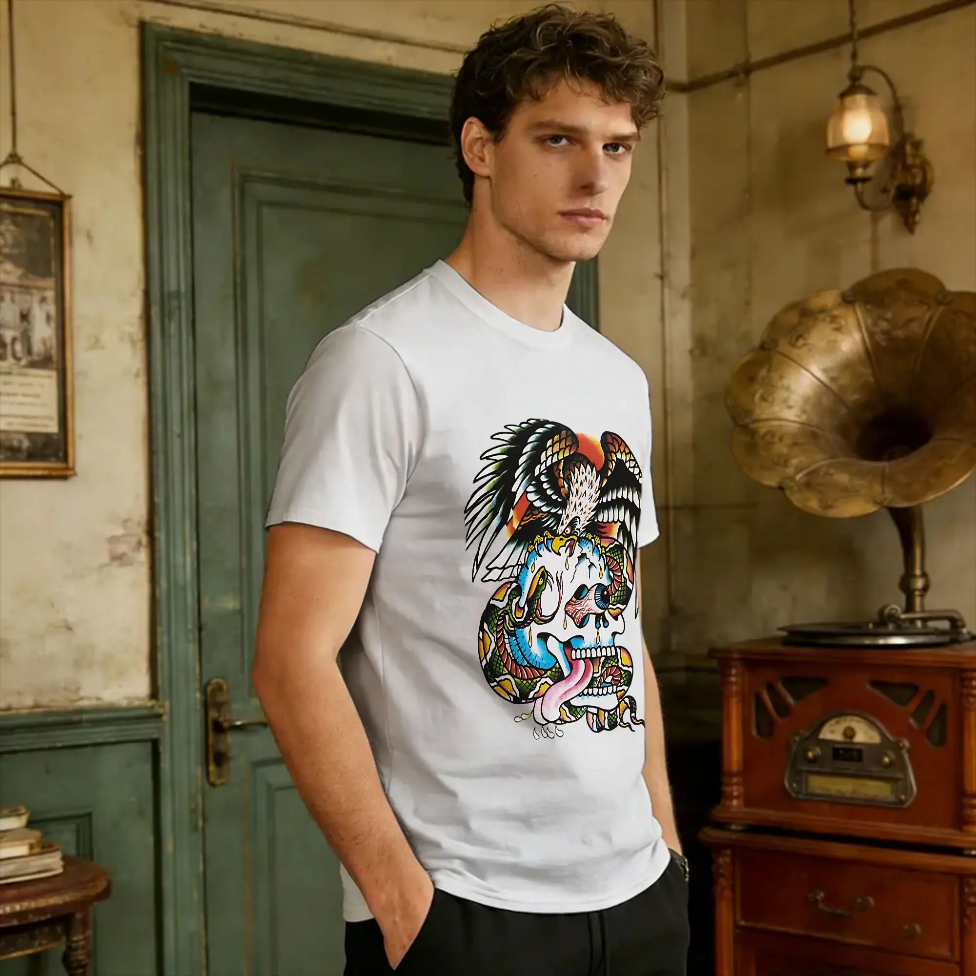 The First Incarnation Of Tattoo T-Shirt Summer Ed-Hardys Y2K Fun T Shirts Cotton Novelty Tshirt For Men's Casual Top Tees view 3