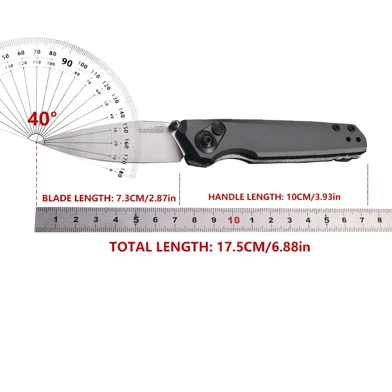 Lancio 18 Coltello Auto Grigio Alluminio / Stonewash CPM-154 - 7551