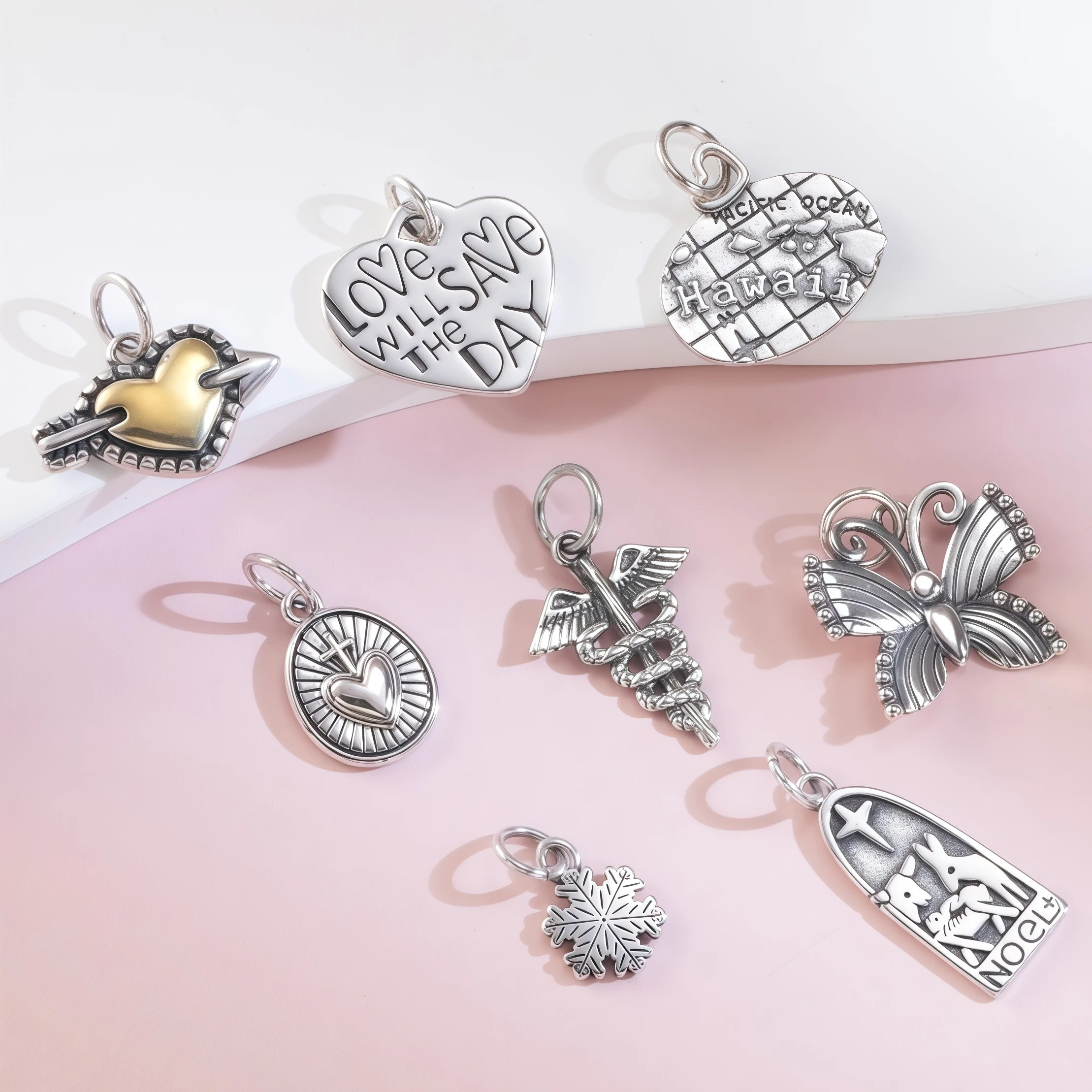 قلادة مجوهرات فضية عتيقة S925 جيمس أفيري، مثالية لخرائط هاواي والفراشات والقلائد والأساور التي تصنعها بنفسك