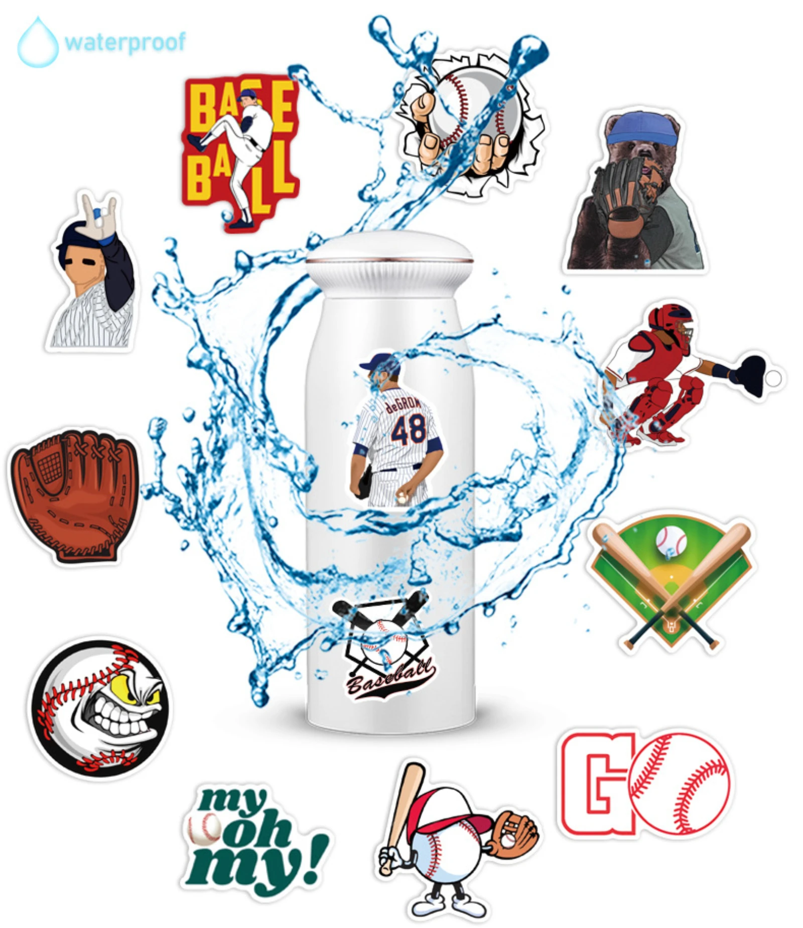 10/25/50pcs Baseball Graffiti Stickers Sports for DIY Suitcase Water Bottle Phone Laptop Guitar Car Motorcycle Skateboard