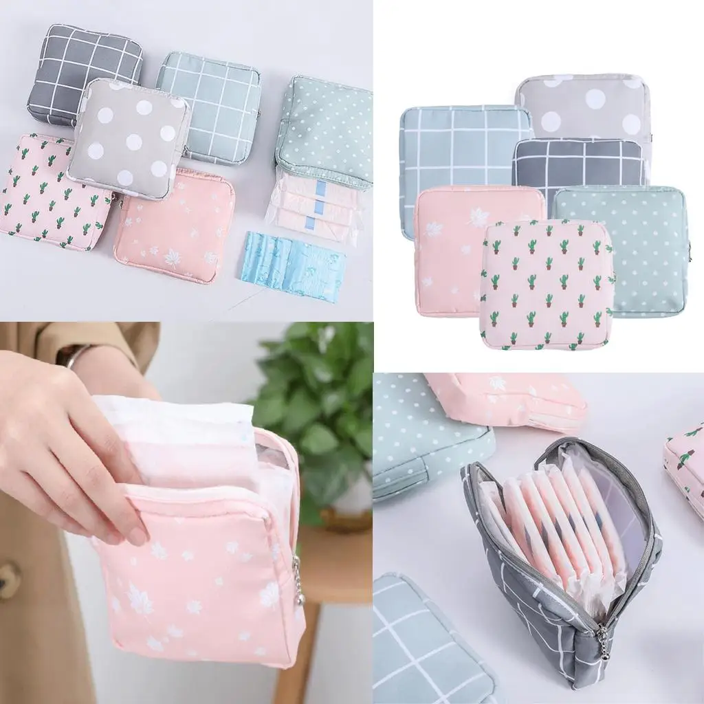 Bag for Sanitary Napkin Cotton Organizer Compact Zipper Pouch for Traveling Women and Girls