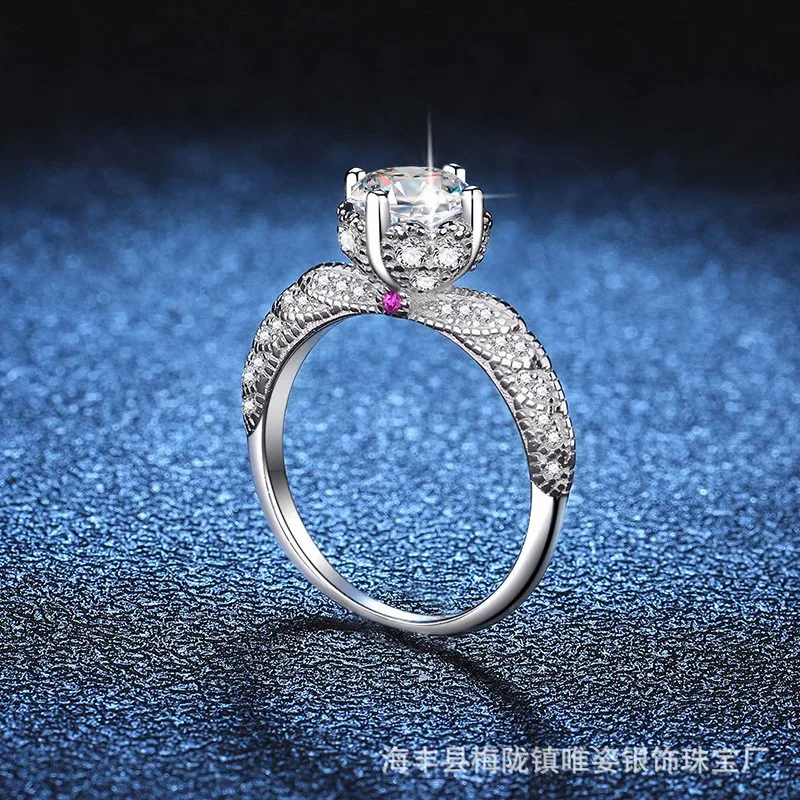 

Real 18k White Gold Diamond Ring for Women Platinum Pt950 1ct,2ct,3ct moissanite ring female angel wings hand jewelry