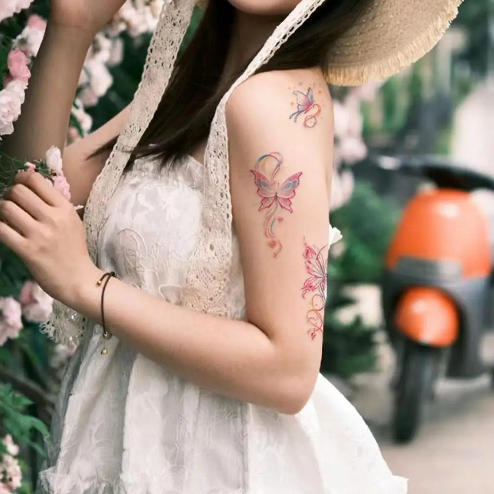 Residual Butterfly Blood Butterfly Tattoo Paste Sweet Girl Hot Girl Pure Wind Dark Color Collarbone Waist Waterproof Sweat