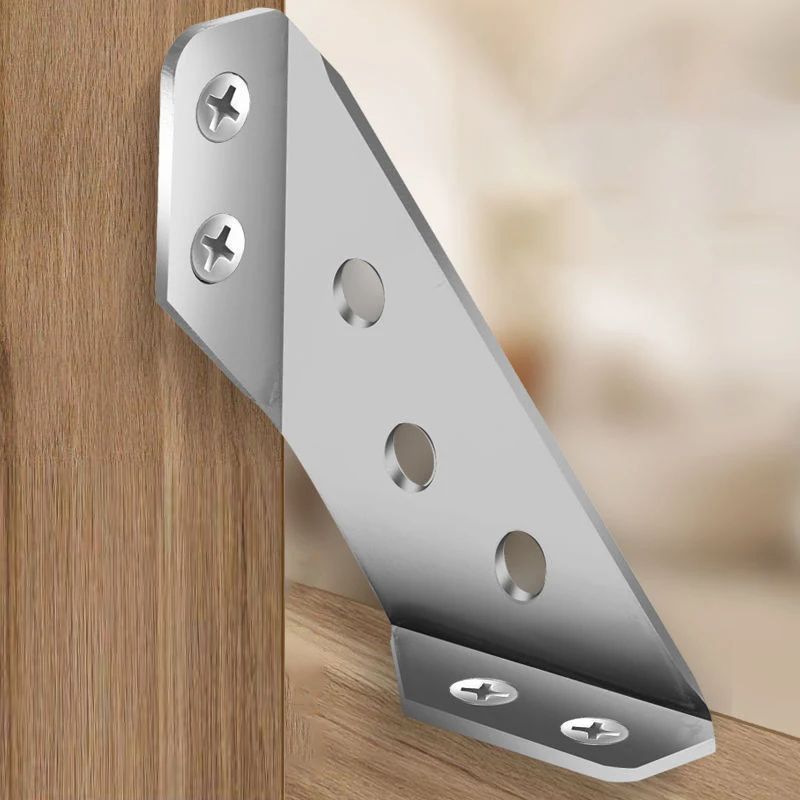 100PCS Corner Brackets Stainless Steel Furniture Angle Shelf Connector Cabinet Support Fixing Frame Corner Brace With Screw