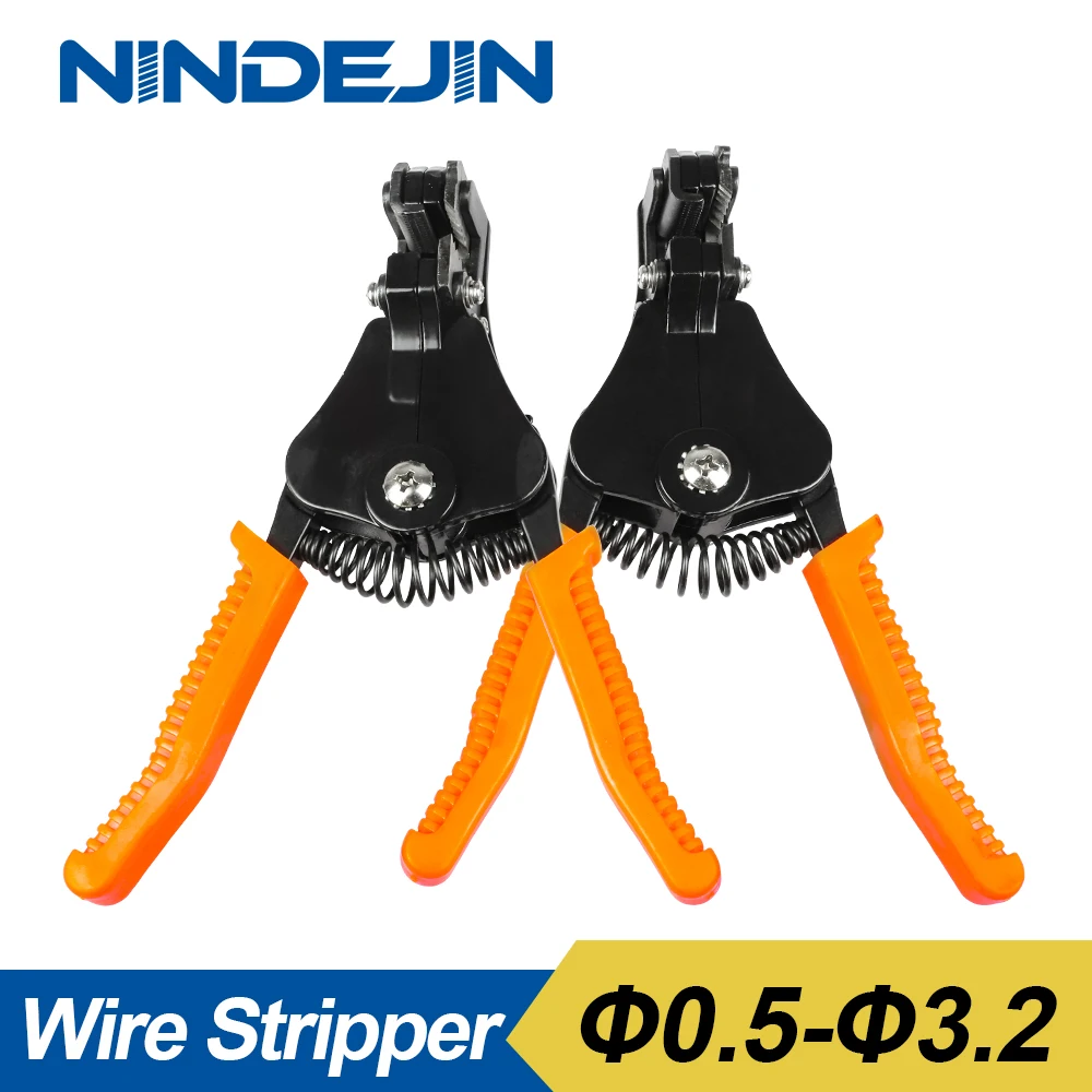 NINDEJIN automatic cable wire stripper cutter zinc alloy 0.5-3.2mm electric wire stripper tool decrustation pliers