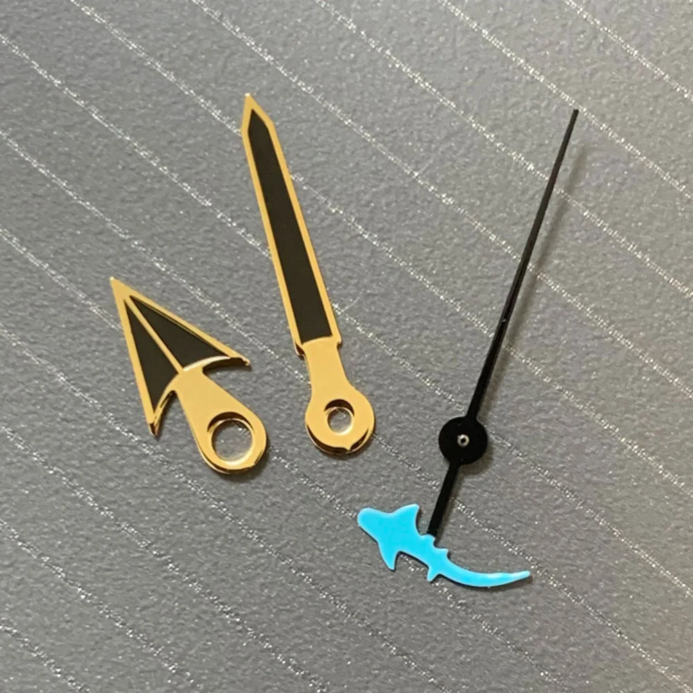 Lancette dell'orologio con tartaruga/pesce accessori di ricambio per orologi con bordo dorato di seconda mano per movimento Nh35/36/4R/7S No luminoso