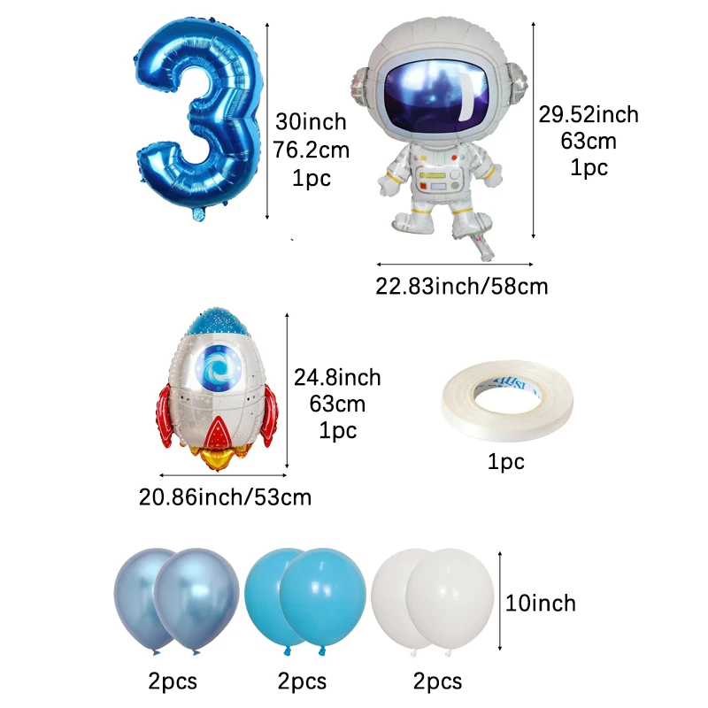 9pcs/set Outer Space Balloon Set Astronaut Rocket Planet Balloon Children Birthday Theme Party Galaxy Party Decoration Balloon