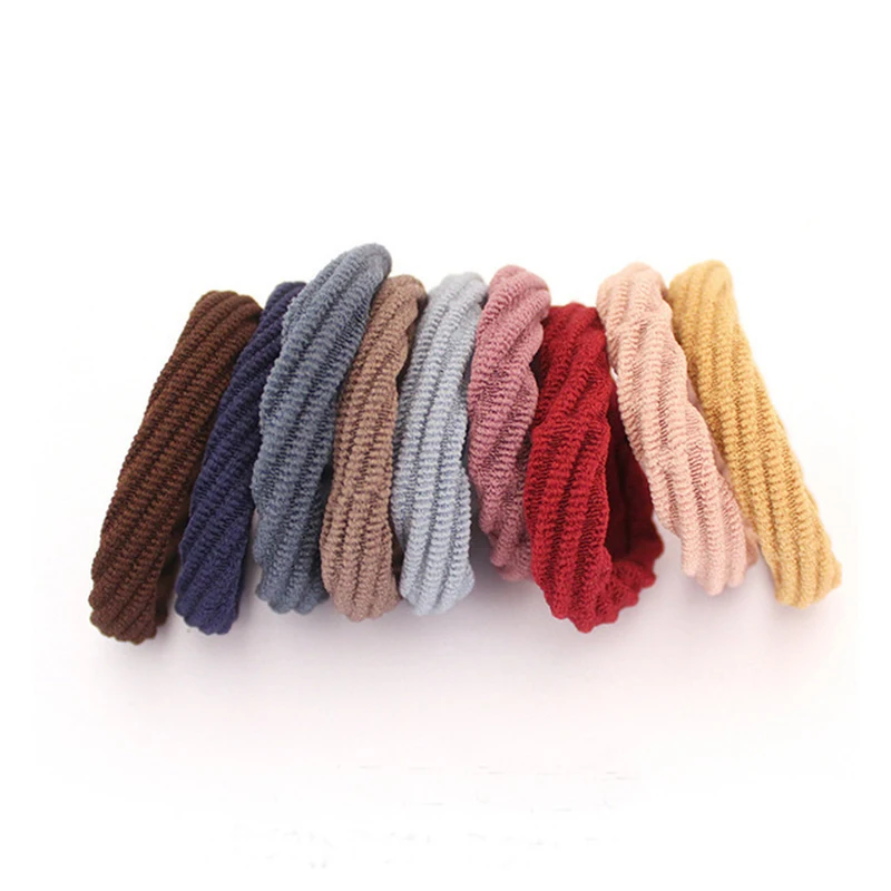 10Pcs Korean High Elasticity Hair Rings Women's Headdress Large Plaid Wave Hair Rings Fashion Temperament Sweet Headdresses