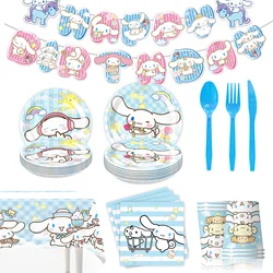 New, Cinnamoroll theme children's birthday party decoration, paper plates, paper cups, paper towels, venue decoration sets