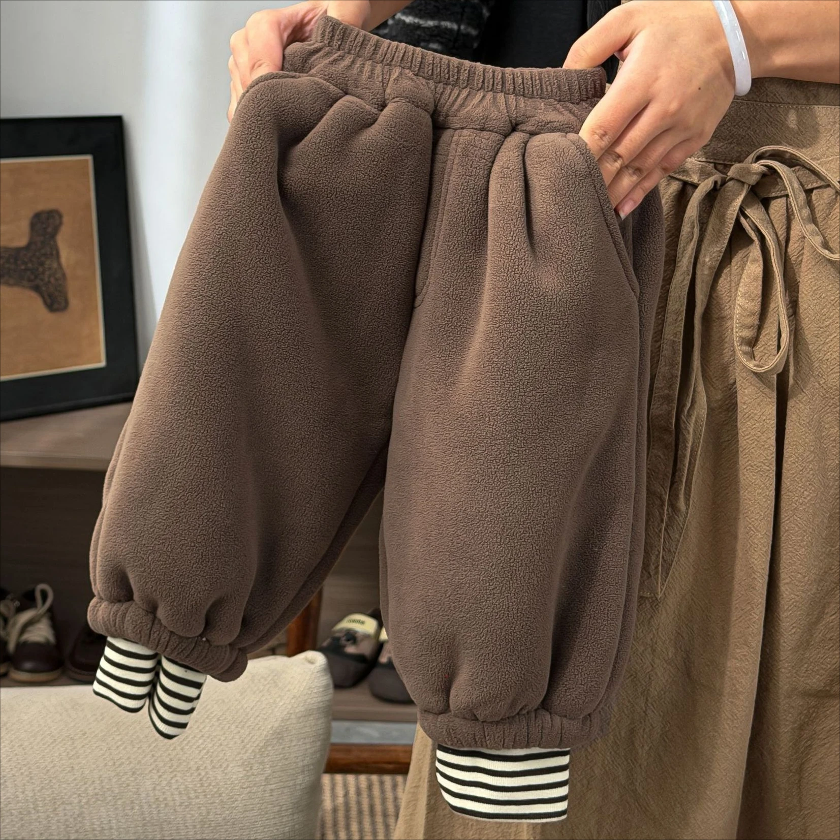 Boys Pants 2026 Autumn and Winter New Children's Wear Korean Style Boys and Girls Double-face Velvet Loose Bunching Pants