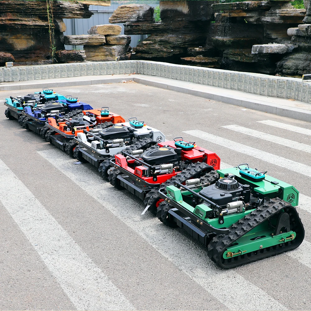 جزازة العشب الروبوتية المجنزرة، جهاز تحكم عن بعد ذكي + 360 درجة °   دوران، جزازة العشب ذاتية الدفع للتحكم عن بعد شحن مجاني