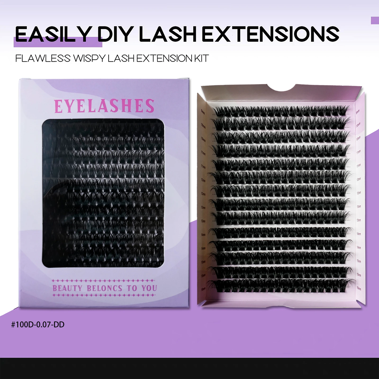 14 Rows Large Capacit Fluffy Cluster Lashes 100D Natural Thick Handmade Eyelash Bundles Imitation Mink Eyelashes Extensions