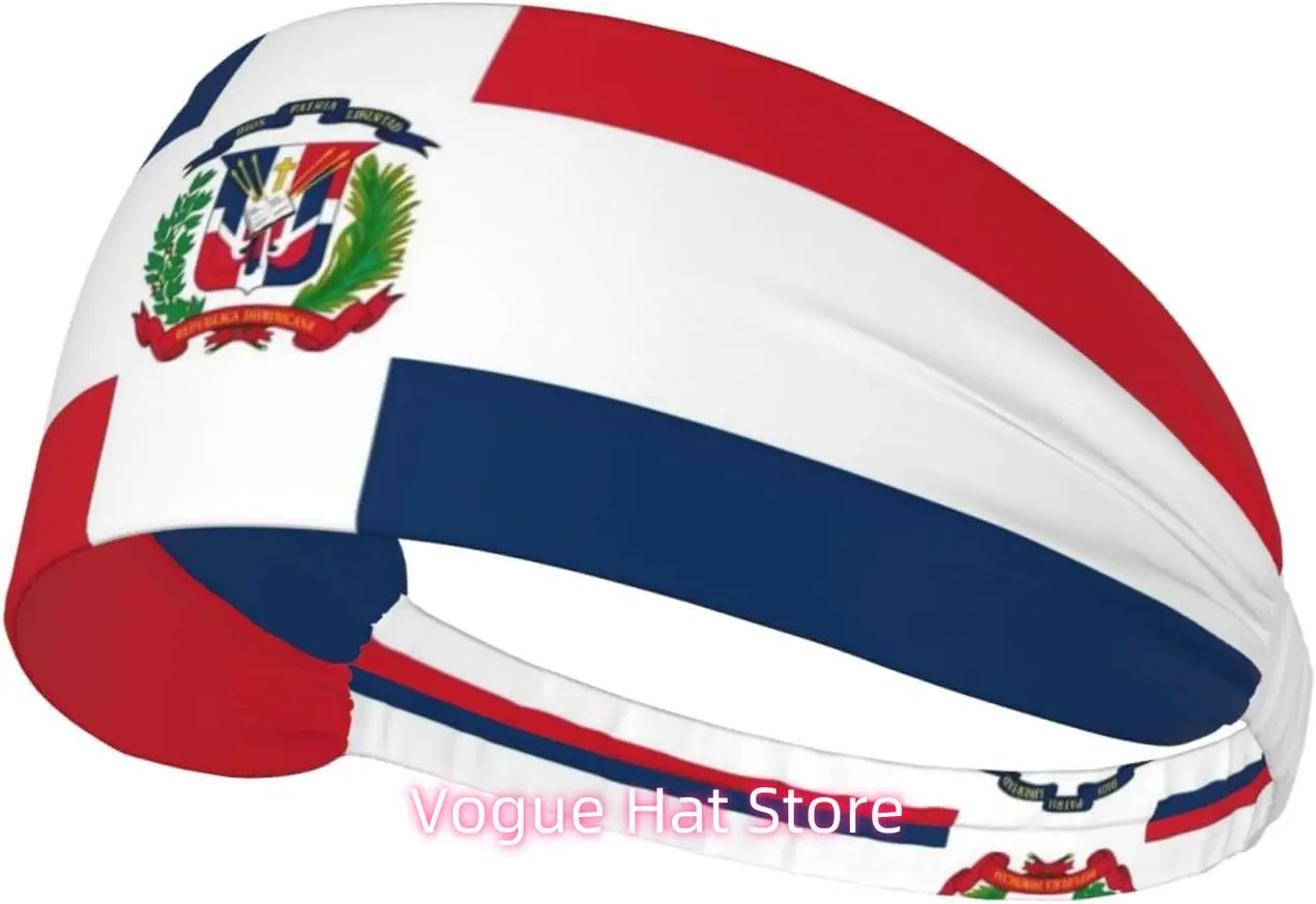 

Dominican Republic Flag Elastic Exercise Headband For Men & Women,Wide Headbands For Women Athletic Sweatbands - Fashion Elastic