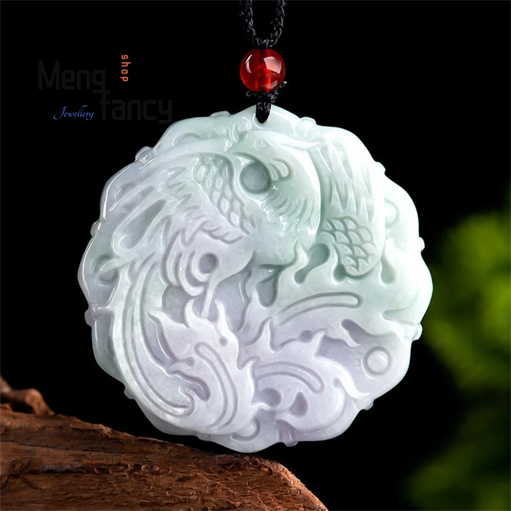 

Natural Myanmar A-goods Jadeite Mandarin Ducks Color Phoenix Jade Pendant Simple Retro Best Selling Handicraft Fashion Jewelry