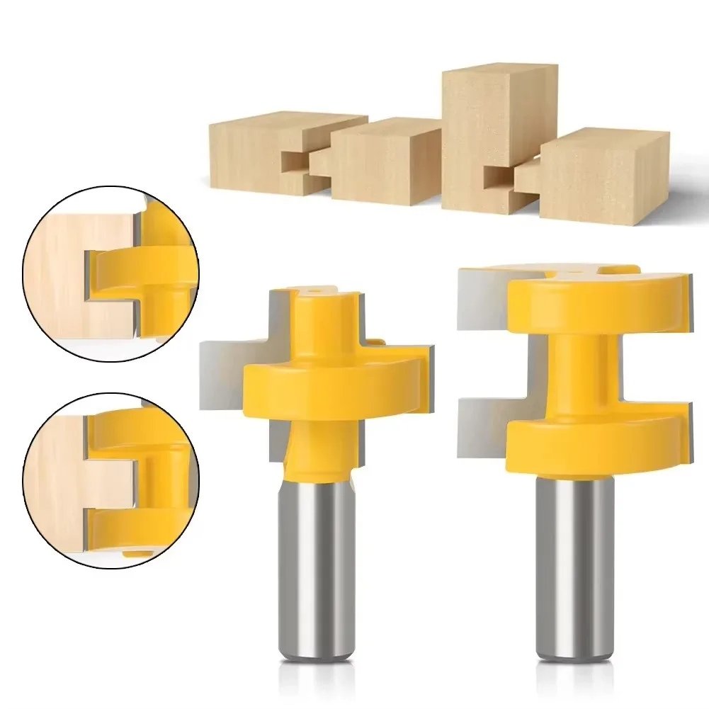 

2PC 1/2" 12.7MM 12MM Shank Milling Cutter Wood Carving Tongue＆Groove Assembles Cover 1-1/2 Router Bit Carbide Tipped Woodworking