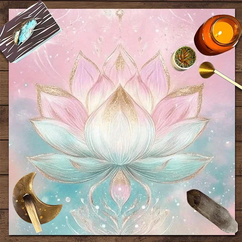 Tarot Divination Lotus Tablecloth Flowing Light Star Point Energy Field Totem Spiritual Meditation Bohemian Living Room