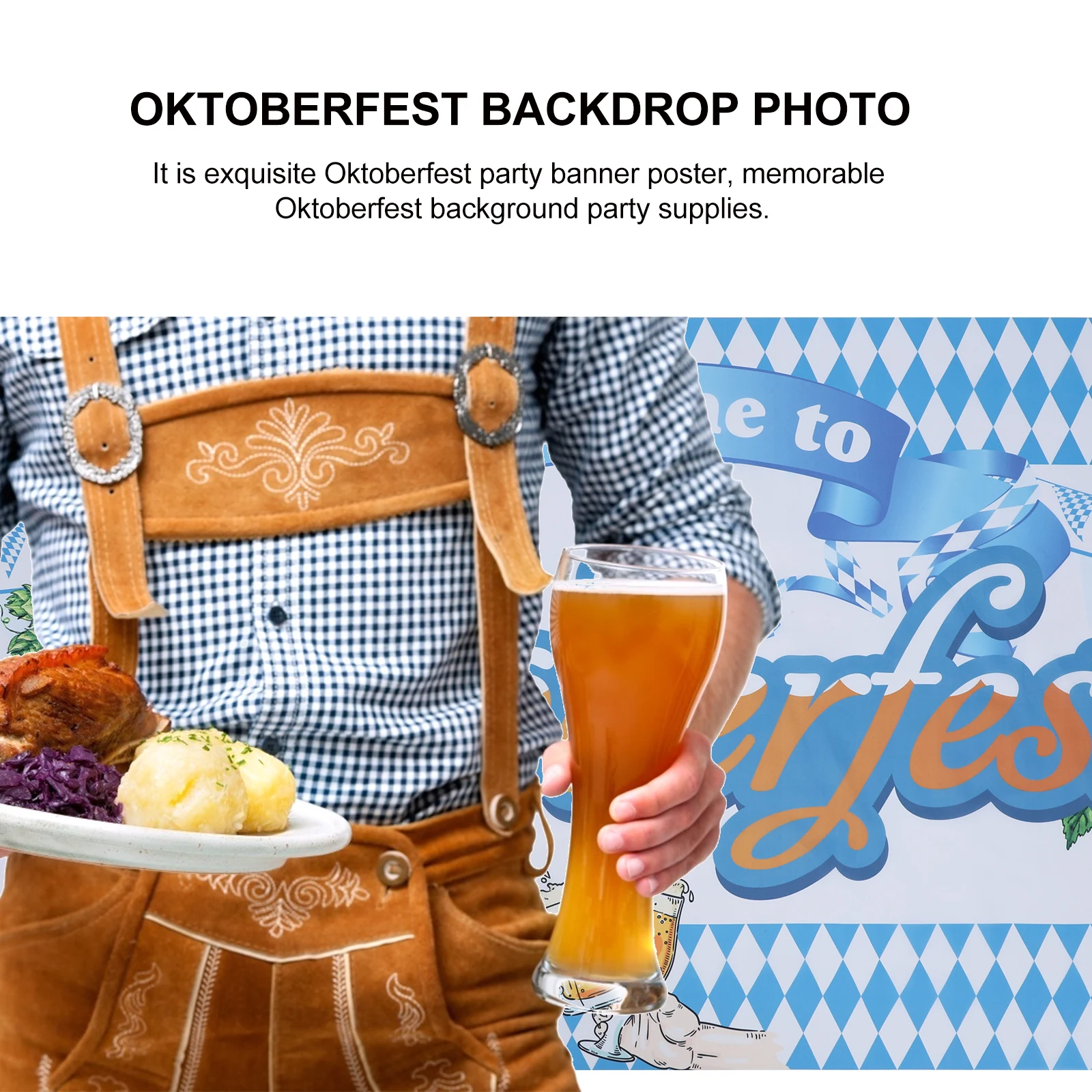 

185x110cm Beer Pattern English Letters Backdrop Oktoberfest Decoration Banner Photo Background for Indoor Outdoor Shoots Videos