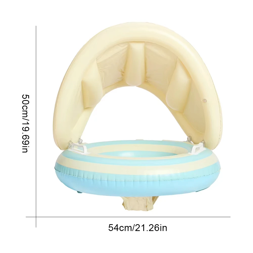 Anel de natação para bebês, assento de calça de segurança, flutuador de piscina para crianças pequenas com guarda-sol removível, piscina inflável para bebês, festa na piscina de verão