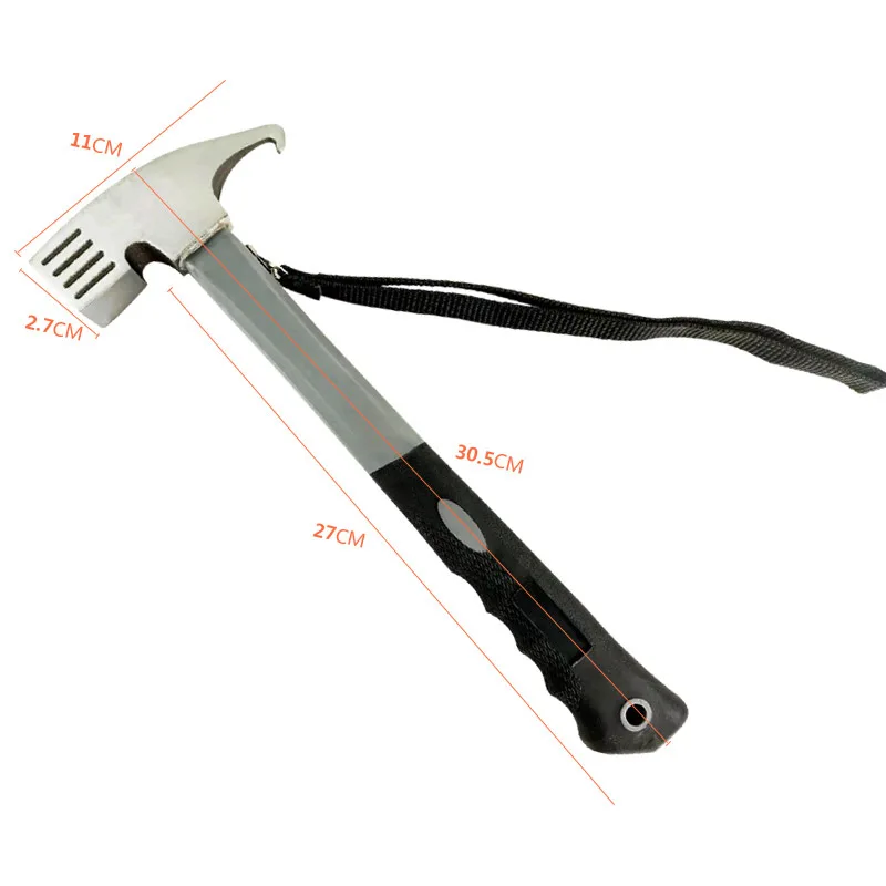 Outdoor Camping Hammer High Carbon Steel Tent Peg Stake Mallet with Stake Puller Grond Nail Mountaineering Hiking Multitool