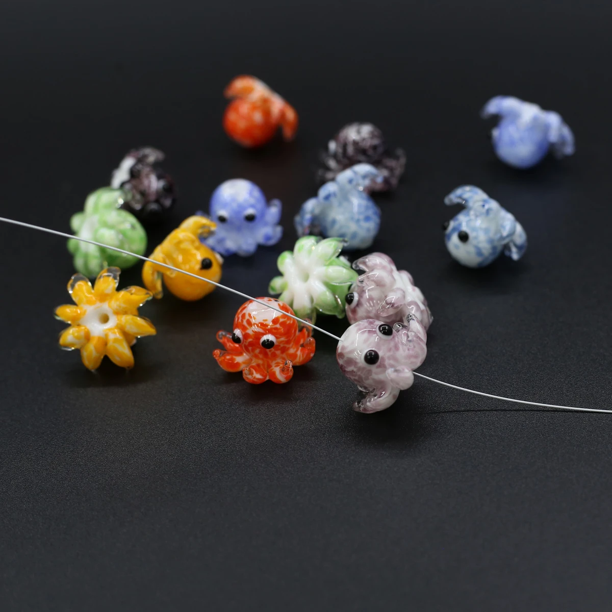 

5Pcs Handmade Lampwork Glass Beads Octopus Isolation Beads 14x20mm For Jewelry Making DIY Necklace Bracelet Anklet Accessory