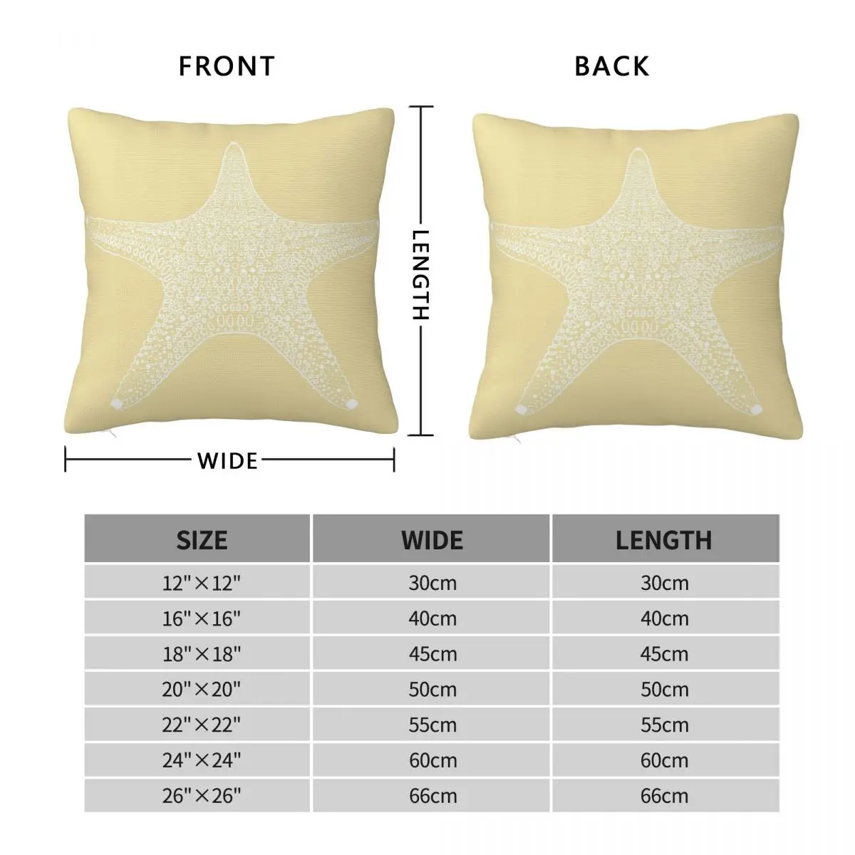 Starfish On Sandy Yellow Coastal Pillowcase Polyester Linen Velvet Printed Zip Decorative Sofa Cushion Cover