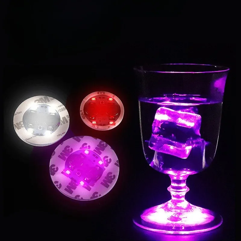 

20 Pcs LED Coaster Luminous Bottle Stickers Lights 6cm Lamps for Xmas Bar KTV Wedding Party Cocktail Drink Cups Vase Decor