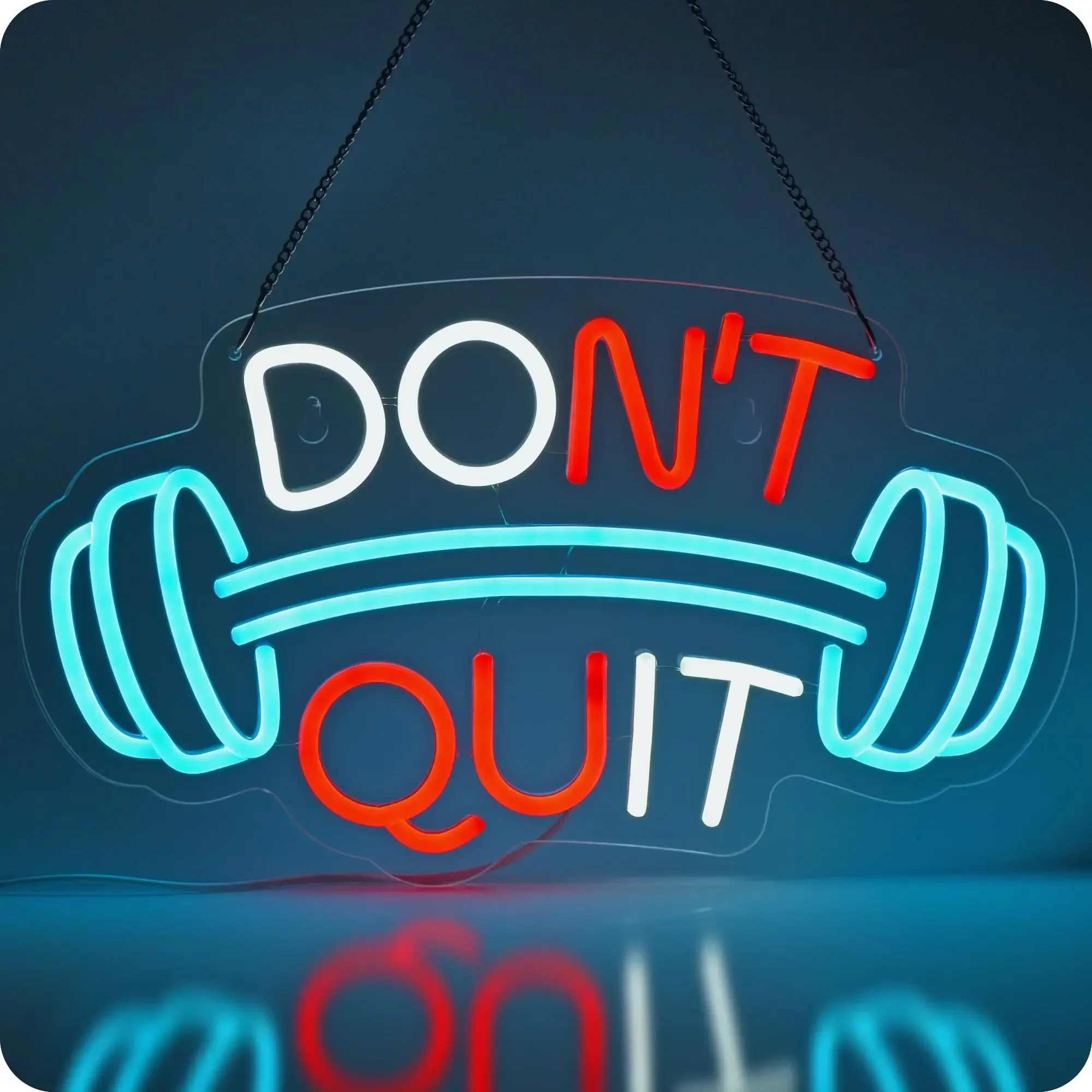 Dont Quit Barbell Neon Sign LED Wall Art USB Powered  Gym Motivation Decor Home Fitness Workout Lover Novelty Gift Hanging Light
