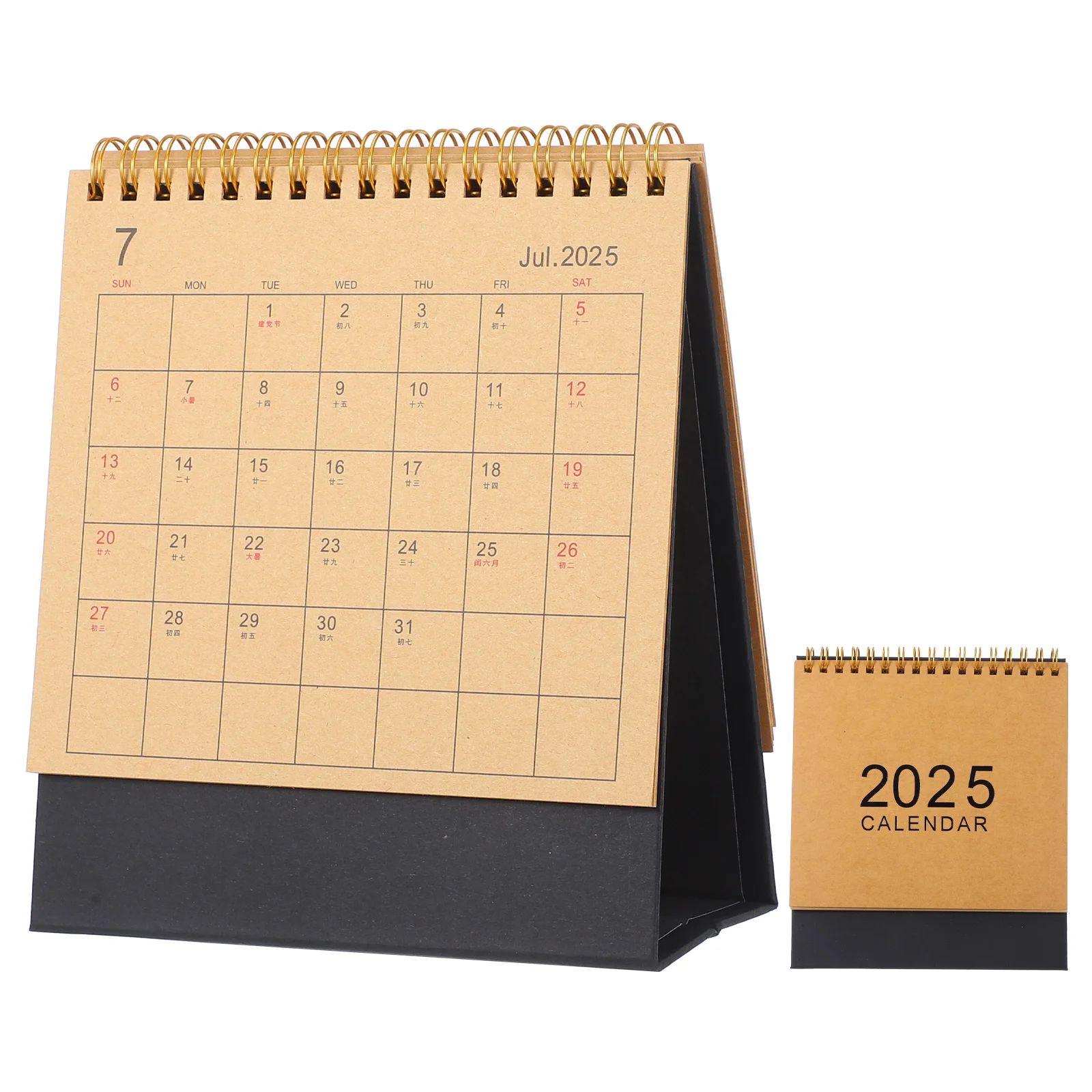 Calendario stile Muyin che annota il mese Flip giornaliero Vintage 2025 Piccolo desktop in piedi Simpatico lavoro