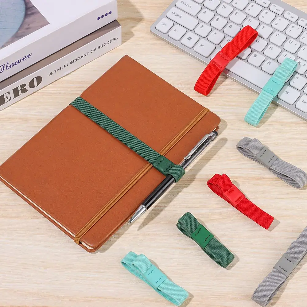 School Bandage Pencil Clip Pen Holder Clip Elastic Band Pen Holder For A5/A6 Notebook Core Rope