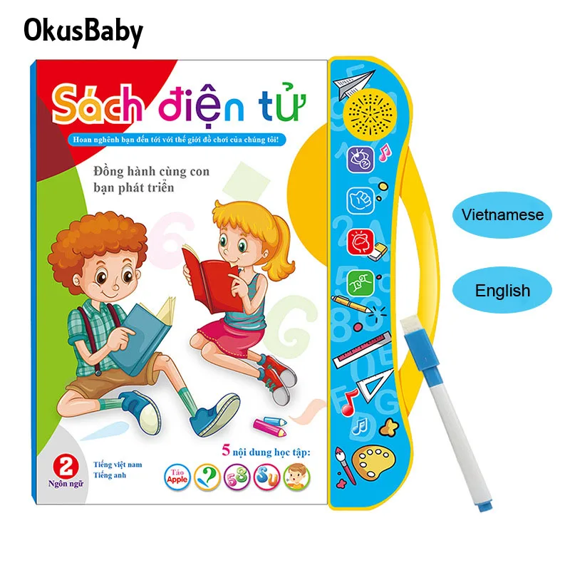 2022 вьетнамский английский мультяшный точечный чтение для детей Раннее Обучение язык голосовая книга модель игрушка электронная книга игрушка