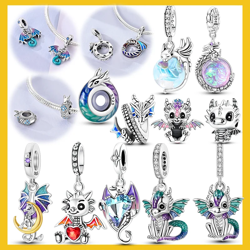 Original 925 Sterling Silver Charms Beads Love Surrounding Dragon Series Dangle Fit Bracelet Pendant DIY Jewelry Gift For Women