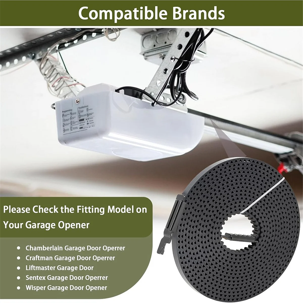 

41A5250 041A5250 Drive Belt 237 Inch for 7FT Garage Door Garage Door Openers Belt41AB050-2 Belt for /