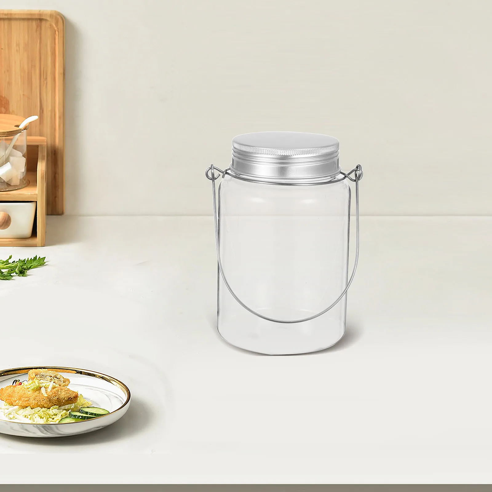

4Pcs Plastic Mason Jars Clear Transparent Containers Airtight Candy Snack Storage Organizer DIY Craft Portable Reusable Jars